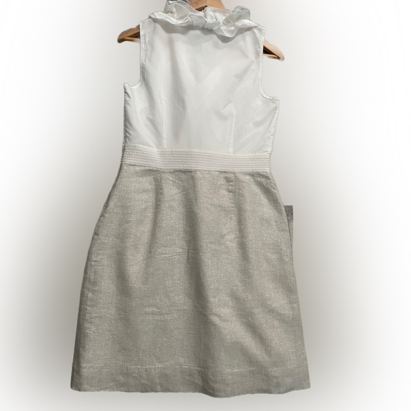 LOFT | Midi Ruffled Sleeveless Dress Gold & Beige Women’s Size:6 - Picture 2 of 5